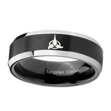 10mm-Klingon-Beveled-Edges-Brush-Black-2-Tone-Tungsten-Custom-Ring-for-Men