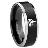 8mm Klingon Beveled Edges Brush Black 2 Tone Tungsten Men's Engagement Band