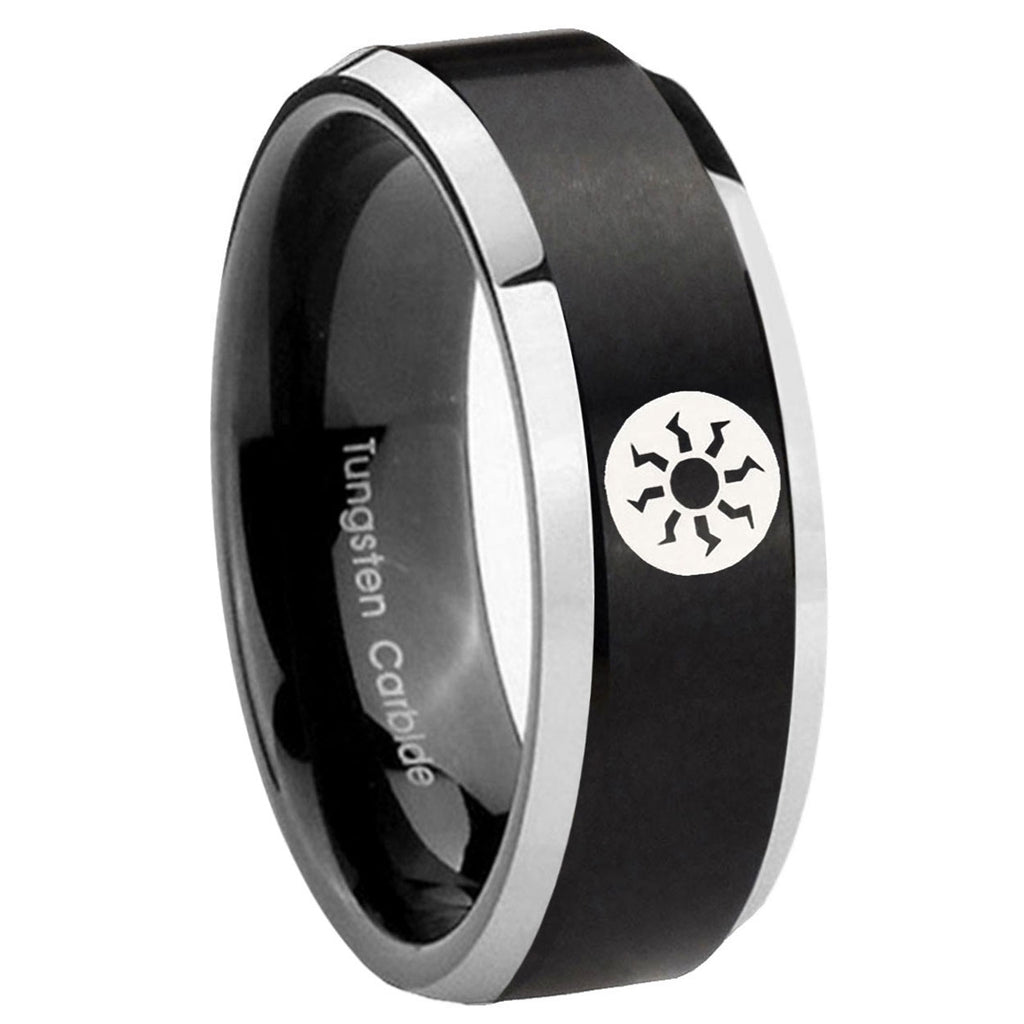 8MM Magic The Gathering Beveled Two Tone Black Tungsten Band
