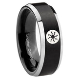 8mm Magic The Gathering Beveled Brush Black 2 Tone Tungsten Mens Engagement Ring