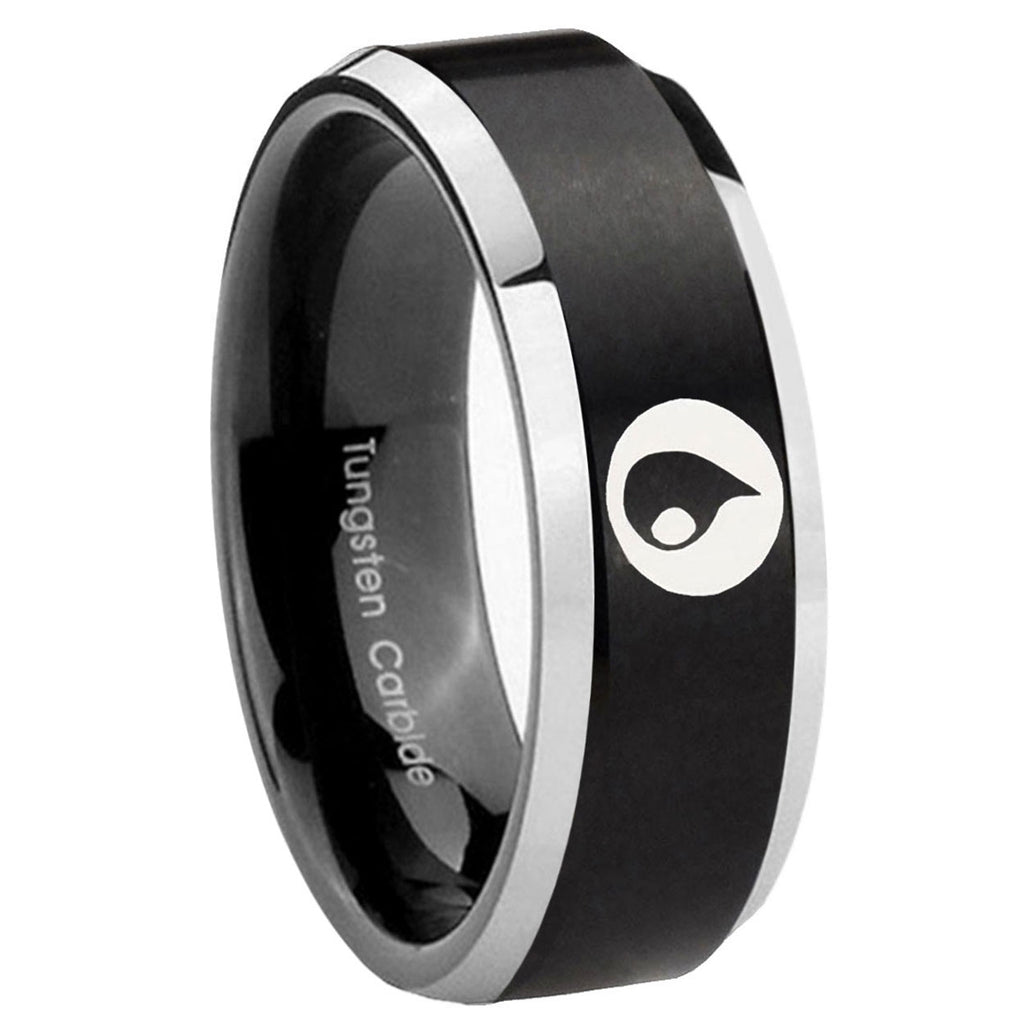 10mm Magic Gathering Beveled Edges Brush Black 2 Tone Tungsten Engraved Ring