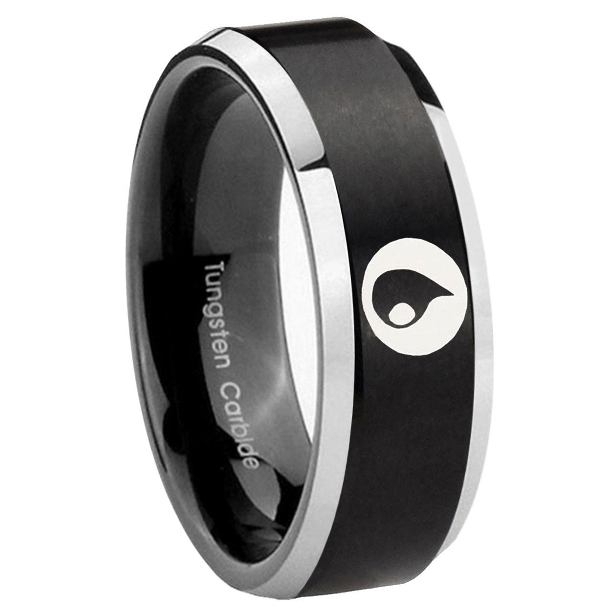 8MM Magic Gathering Beveled Two Tone Black Tungsten Men And Women Ring