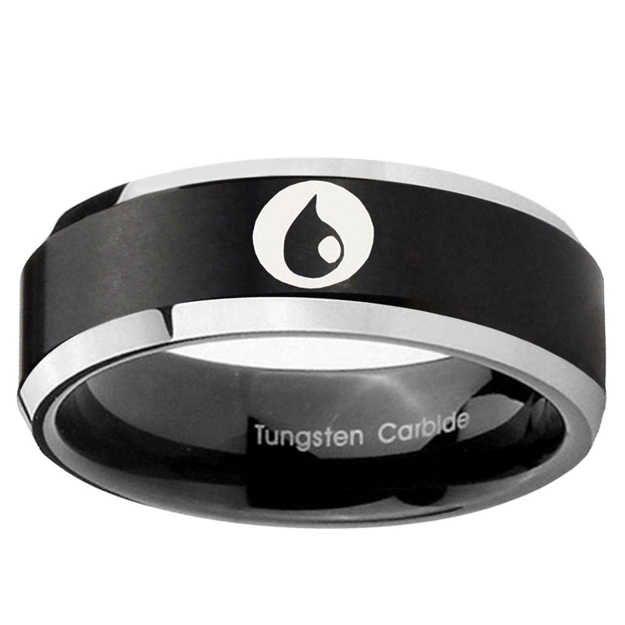 5MM Magic Gathering Beveled Two Tone Black Tungsten Men And Women Ring
