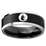 5, 8mm Magic Gathering Beveled Brush Black 2 Tone Tungsten Ring
