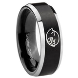 8mm Mario Boo Ghost Beveled Edges Brush Black 2 Tone Tungsten Mens Promise Ring