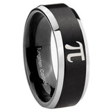 His Hers Math Pi Beveled Edges Brush Black 2 Tone Tungsten Mens Wedding Band Set