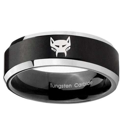 10mm Maximal Beveled Edge Brush Black 2 Tone Tungsten Ring