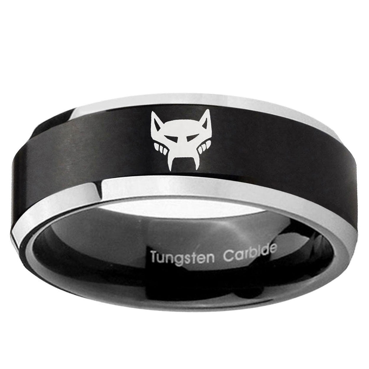 5MM Maximal Beveled Two Tone Black Tungsten Promise Ring Guys