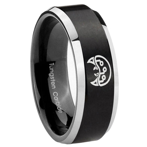 10mm Metroid Beveled Edges Brush Black 2 Tone Tungsten Men's Engagement Band