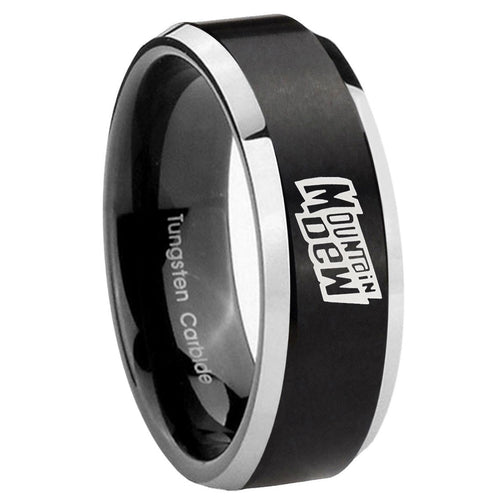 10mm Mountain Dew Beveled Brush Black 2 Tone Tungsten Mens Engagement Ring