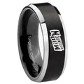 8MM Mountain Dew Beveled Two Tone Black Tungsten Comfort Fit Ring