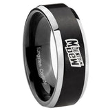 8mm Mountain Dew Beveled Edges Brush Black 2 Tone Tungsten Mens Wedding Band