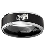 5, 8mm Mountain Dew Beveled Edge Brush Black 2 Tone Tungsten Mens Wedding Band