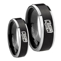 Mountain Dew Beveled Brush Black 2 Tone Tungsten Mens Set Ring