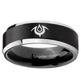 5, 8mm Naga Beveled Edge Brush Black 2 Tone Tungsten Ring