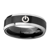 10mm-Power-Beveled-Edges-Brush-Black-2-Tone-Tungsten-Carbide-Mens-Ring