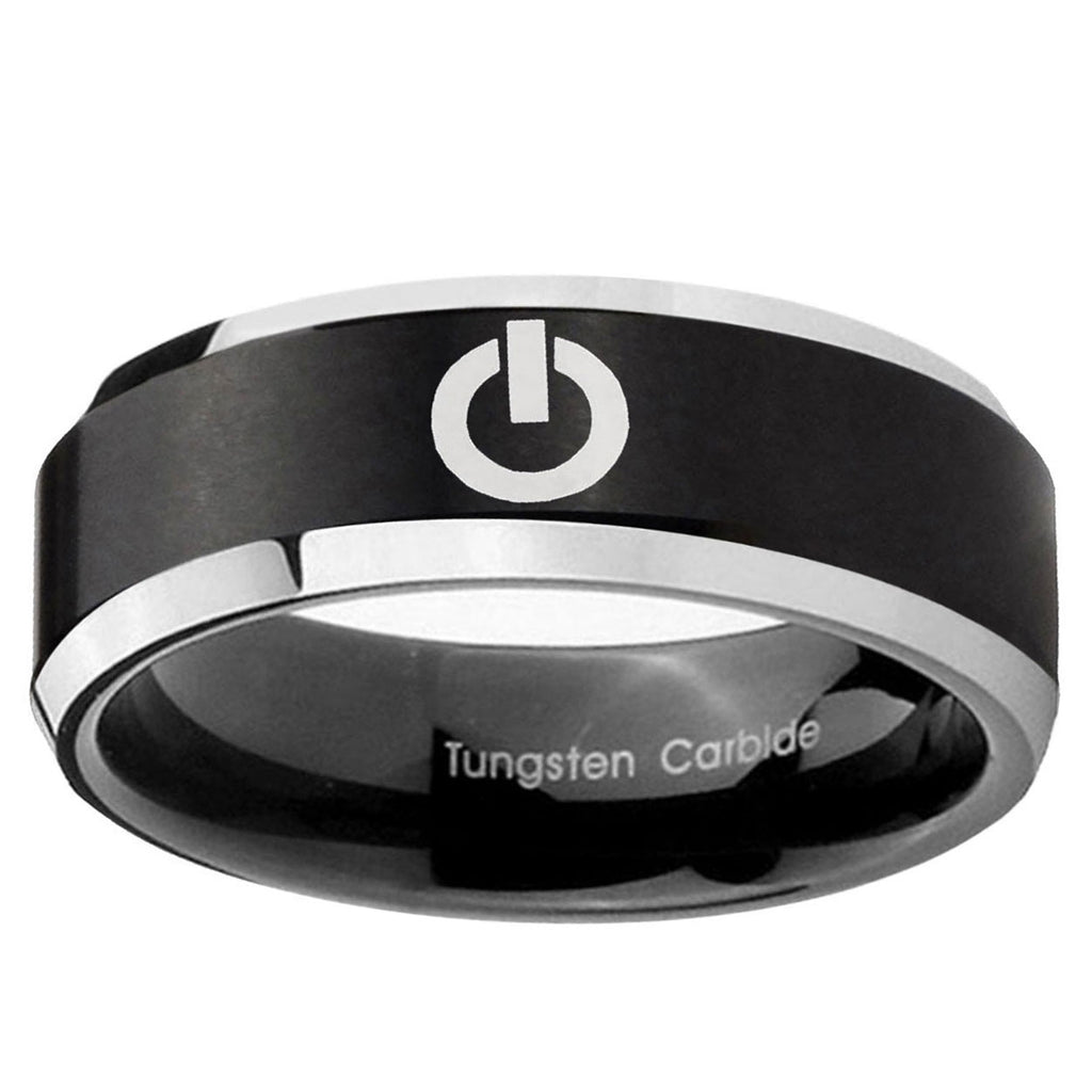 5MM Power Beveled Two Tone Black Tungsten Comfort Fit Ring