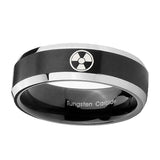 10mm-Radiation-Beveled-Edges-Brush-Black-2-Tone-Tungsten-Carbide-Men's-Ring