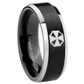 10mm Resident Evil Beveled Edges Brush Black 2 Tone Tungsten Mens Ring Engraved