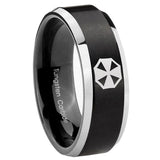 8mm Resident Evil Beveled Edges Brush Black 2 Tone Tungsten Rings for Men