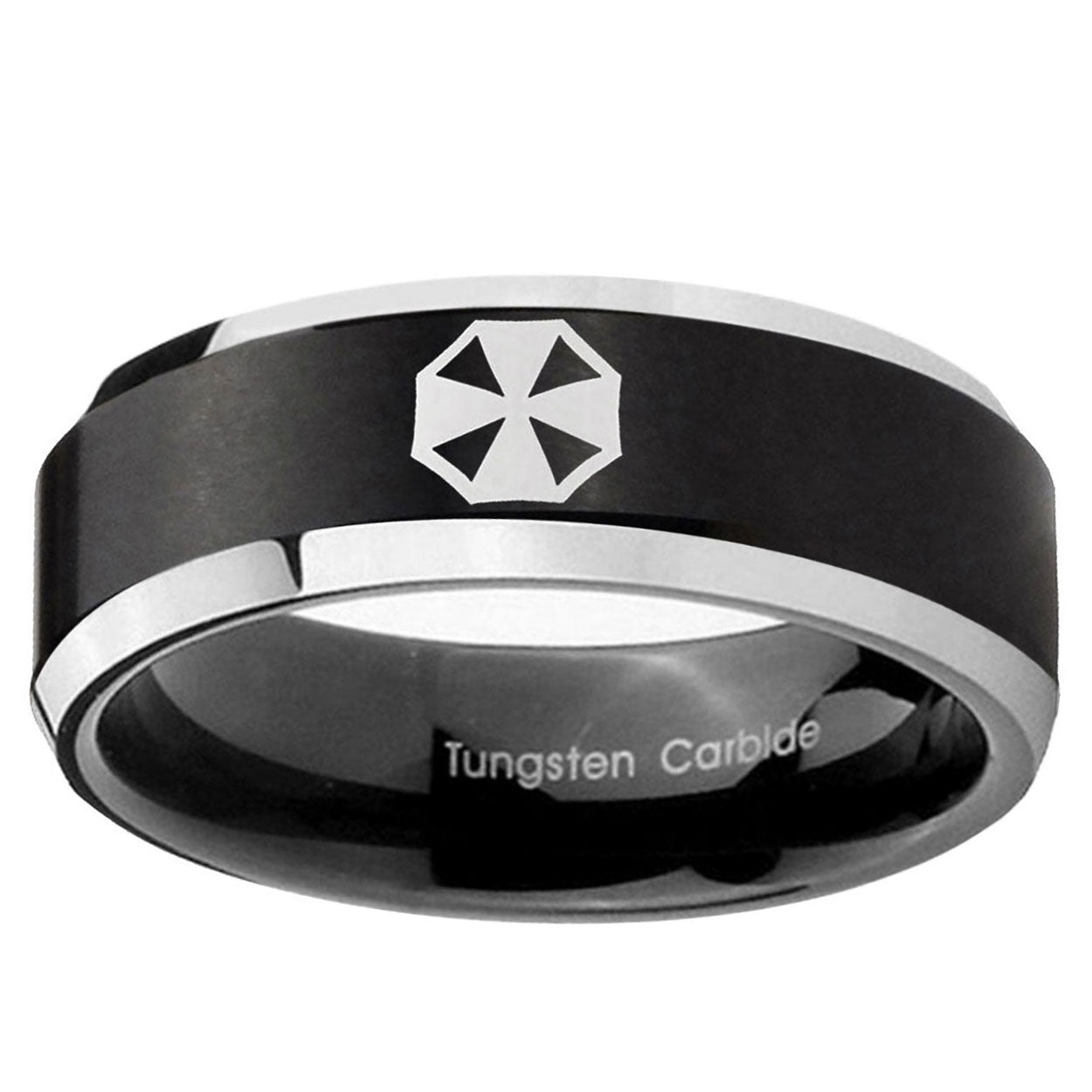 5MM Resident Evil Beveled Two Tone Black Tungsten Men's Wedding Band