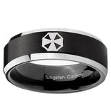5, 8mm Resident Evil Beveled Edge Brush Black 2 Tone Tungsten Rings for Men