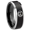 8MM Red Lantern Beveled Two Tone Black Tungsten Wedding Band Men