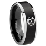 8mm Red Lantern Beveled Edge Two Tone Black Tungsten Men Wedding Bands