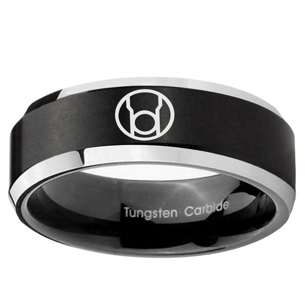 5MM Red Lantern Beveled Two Tone Black Tungsten Wedding Band Men