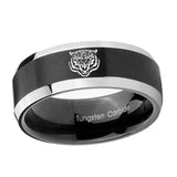 10mm-Lion-Beveled-Brush-Black-2-Tone-Tungsten-Mens-Ring-Engraved