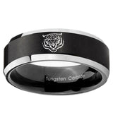 10mm Lion Beveled Brush Black 2 Tone Tungsten Ring