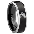 10mm Fishing Beveled Brush Black 2 Tone Tungsten Mens Ring Engraved