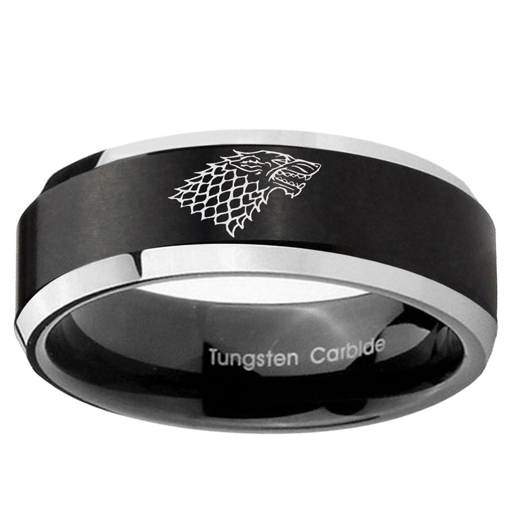 5MM Game of thrones Beveled Two Tone Black Tungsten Mens Band