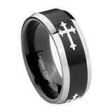 8mm-Christian-Cross-Religious-Beveled-Edges-Brush-Black-2-Tone-Tungsten-Rings-for-Men