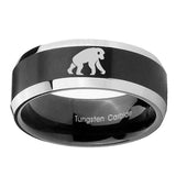 10mm-Chimpanzee-Beveled-Brush-Black-2-Tone-Tungsten-Mens-Ring-Engraved