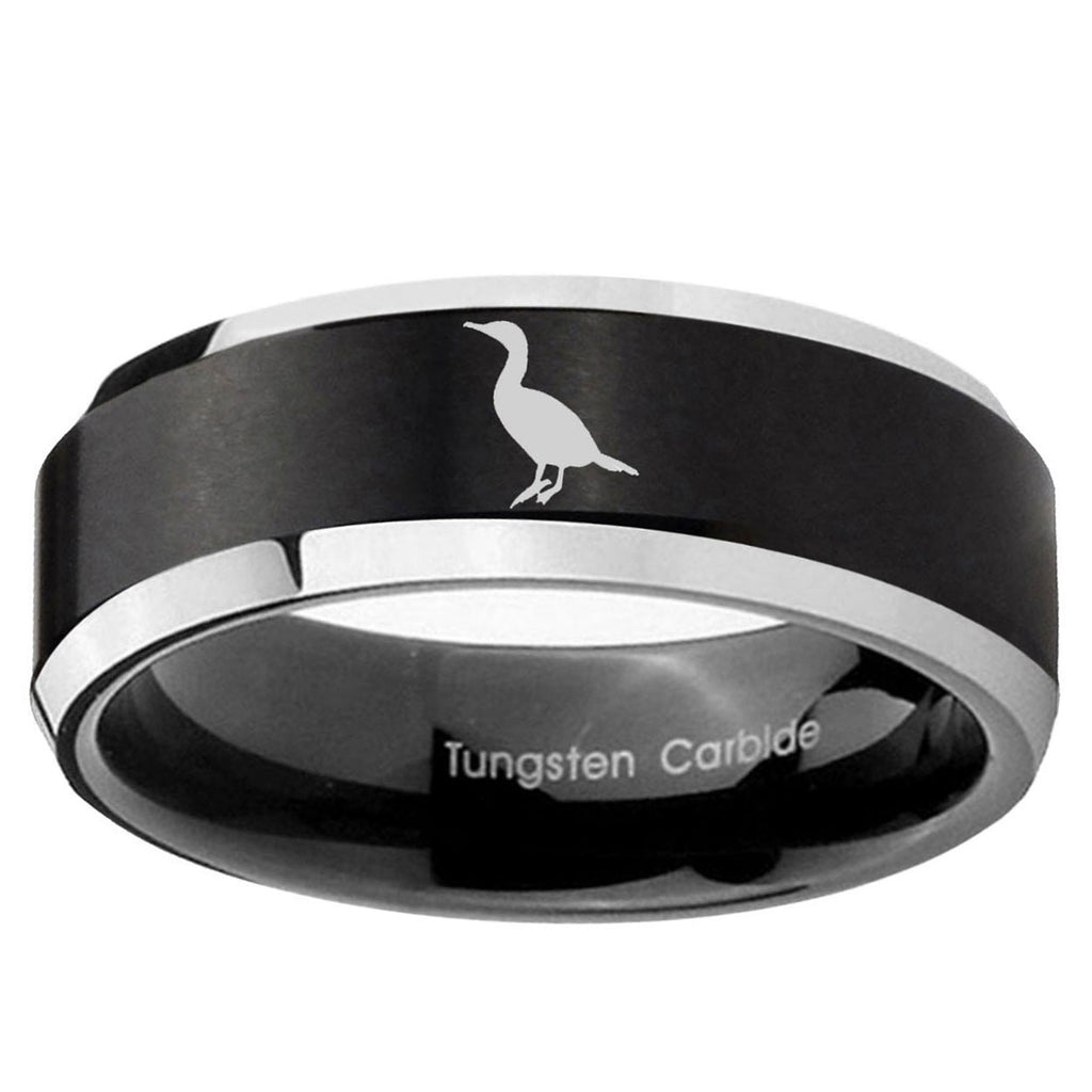 10mm Cormorant Beveled Brush Black 2 Tone Tungsten Ring