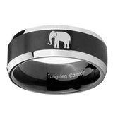 8mm-Elephant-Beveled-Edges-Brush-Black-2-Tone-Tungsten-Mens-Bands-Ring