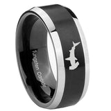 10mm-Hammerhead-Shark-Beveled-Brush-Black-2-Tone-Tungsten-Mens-Ring-Engraved