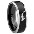8MM Hammerhead Shark Beveled Two Tone Black Tungsten Comfort Fit Ring