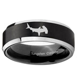 10mm Hammerhead Shark Beveled Brush Black 2 Tone Tungsten Ring