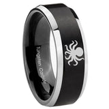 8mm Octopus Beveled Edges Brush Black 2 Tone Tungsten Mens Bands Ring