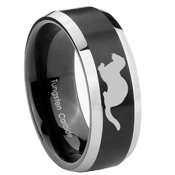 10mm-Otter-Beveled-Brush-Black-2-Tone-Tungsten-Mens-Ring-Engraved