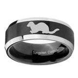 10mm-Otter-Beveled-Brush-Black-2-Tone-Tungsten-Mens-Ring-Engraved