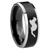 8mm Otter Beveled Edges Brush Black 2 Tone Tungsten Mens Bands Ring