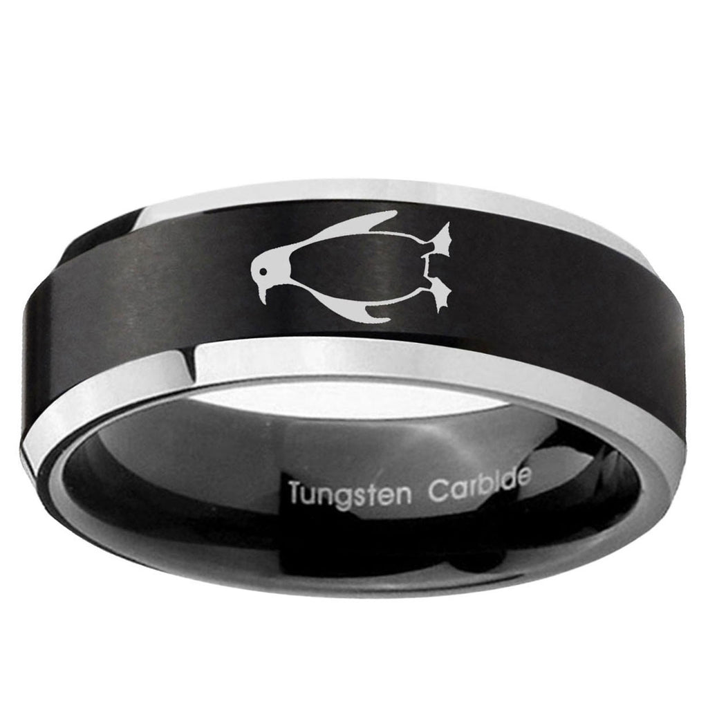 5MM Penguin Beveled Two Tone Black Tungsten Male Wedding Band