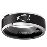 10mm Penguin Beveled Brush Black 2 Tone Tungsten Ring
