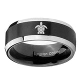 5, 8mm Sea Turtle Beveled Edge Two Tone Black Tungsten Men Wedding Bands