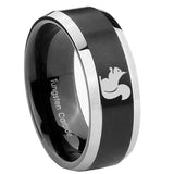 10mm-Squirrel-Beveled-Brush-Black-2-Tone-Tungsten-Mens-Ring-Engraved