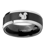 10mm-Squirrel-Beveled-Brush-Black-2-Tone-Tungsten-Mens-Ring-Engraved