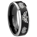 8MM Zelda Majora's Mask Beveled Two Tone Black Tungsten Wedding Band